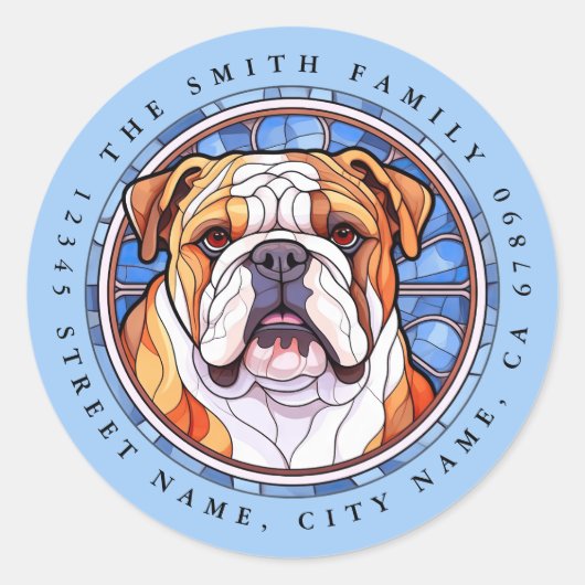 Engelse Bulldog ronde Stickers (Voorkant)