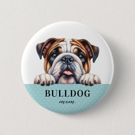 Engelse Bulldog Round Button Pin (Voorkant)