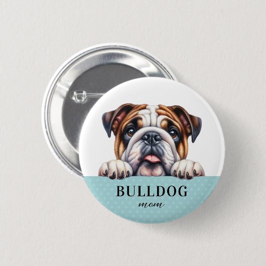 Engelse Bulldog Round Button Pin (Voorkant /achterkant)