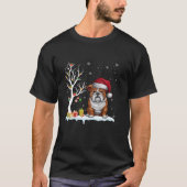 Engelse Bulldog Santa Hat Feestelijke Tree Light K T-shirt (Voorkant)