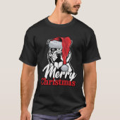 Engelse Bulldog Santa Hat Merry Kerstmis T-shirt (Voorkant)