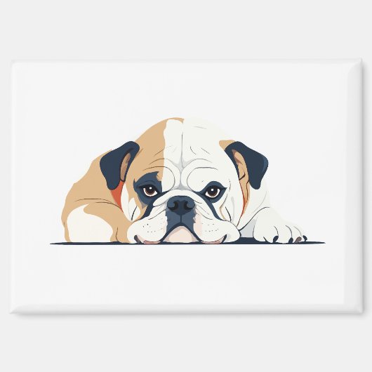 Engelse Bulldog Schattig Leuk Dier Slaapkalm Magneet (Voorkant)
