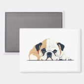 Engelse Bulldog Schattig Leuk Dier Slaapkalm Magneet (Voorkant / Achterkant)