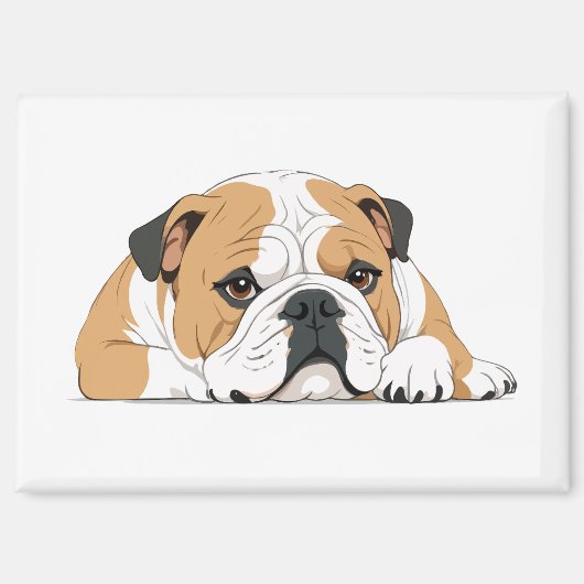 Engelse Bulldog Schattig Leuk Dier Slaapkalm Magneet (Voorkant)