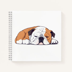 Engelse Bulldog Schattig Leuk Dier Slaapkalm Notitieboek