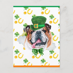 Engelse Bulldog Shamrock St. Patricks Dag Feestdagenkaart
