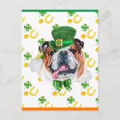 Engelse Bulldog Shamrock St. Patricks Day Feestdagenkaart (Voorkant)