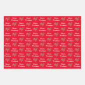 Engelse Bulldog Silhouet Red Merry Woofmas Inpakpapier Vel (Voorkant)
