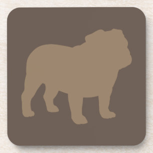 Engelse Bulldog Silhouette Mocha Brown Bier Onderzetter