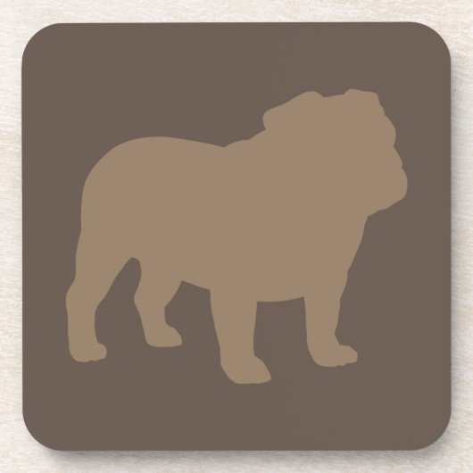 Engelse Bulldog Silhouette Mocha Brown Bier Onderzetter (Voorkant)