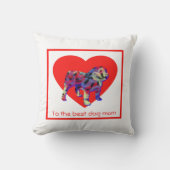 Engelse Bulldog Silhouette Red Heart Moederdag Kussen (Voorkant)