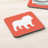 Engelse Bulldog Silhouette Rood en Wit Bier Onderzetter (Linkerzijde)