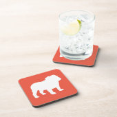 Engelse Bulldog Silhouette Rood en Wit Bier Onderzetter (Rechterzijde)