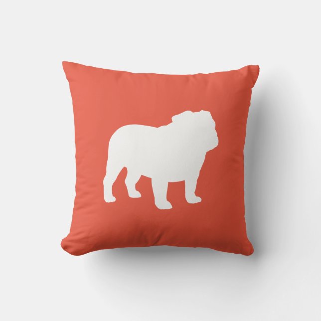 Engelse Bulldog Silhouette Schattige Hondenliefheb Kussen (Voorkant)