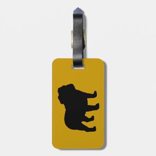Engelse Bulldog Silhouetten met aangepaste tekst Bagagelabel (Achterkant verticaal)