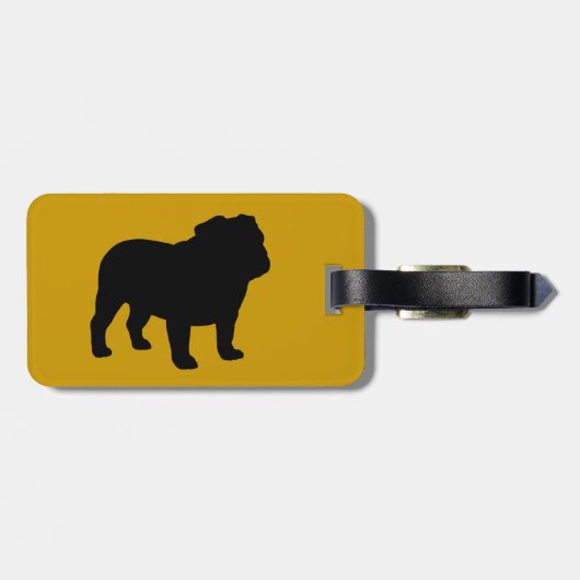 Engelse Bulldog Silhouetten met aangepaste tekst Bagagelabel (Achterkant horizontaal)