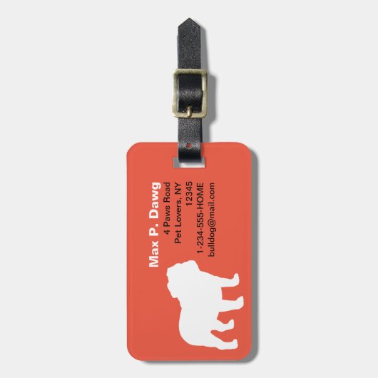 Engelse Bulldog Silhouetten met aangepaste tekst Bagagelabel (Voorkant verticaal)