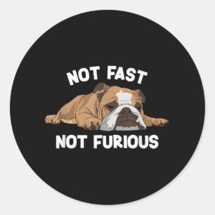 Engelse Bulldog slaapt niet snel niet woedend plez Ronde Sticker