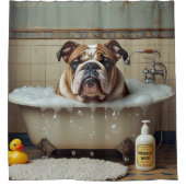 Engelse Bulldog Sloppy Sleepy Schattige Funny Douchegordijn (Voorkant)