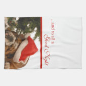 Engelse Bulldog Snoozing kerstkeukenhanddoeken Theedoek (Horizontaal)