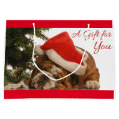 Engelse Bulldog Snoozing Large kerstcadeautas Groot Cadeauzakje (Voorkant)