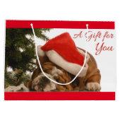 Engelse Bulldog Snoozing Large kerstcadeautas Groot Cadeauzakje (Achterkant)