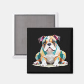 Engelse Bulldog Speelse Schattige Fun Animal Schat Magneet (Voorkant / Achterkant)
