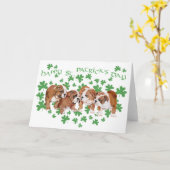 Engelse Bulldog St. Patrick's Dag Kaart (Gele Bloem)