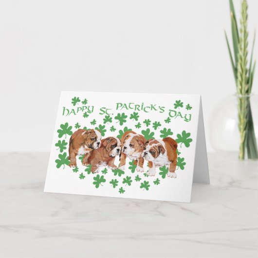 Engelse Bulldog St. Patrick's Dag Kaart (Voorkant)