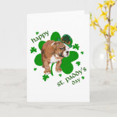 Engelse Bulldog St. Patrick's Dag Kaart (Gele Bloem)