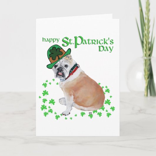 Engelse Bulldog St Patrick's Day Kaart (Voorkant)