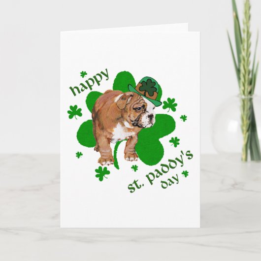 Engelse Bulldog St Patrick's Day Kaart (Voorkant)