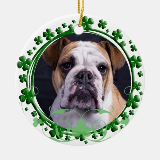 Engelse Bulldog St. Patrick's Day Ornament (Voorkant)