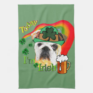 Engelse Bulldog St Patricks Day Theedoek