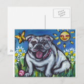 Engelse Bulldog sun glimlach Briefkaart (Voorkant / Achterkant)