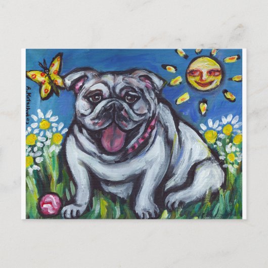 Engelse Bulldog sun glimlach Briefkaart (Voorkant)