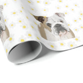 Engelse Bulldog tegen Daisies Cadeaupapier (Rol Hoek)