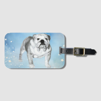 Engelse Bulldog tekening Bagagelabel