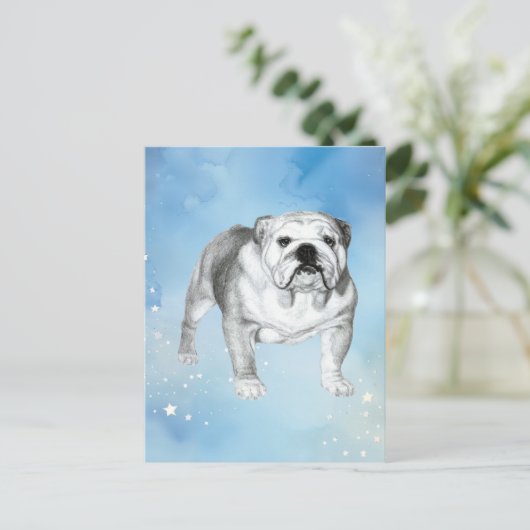 Engelse Bulldog tekening Briefkaart (Staand voorkant)