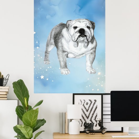 Engelse Bulldog tekening Poster (Thuiskantoor)