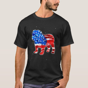 Engelse Bulldog Tie Dye Amerikaanse vlag Patriotti T-shirt