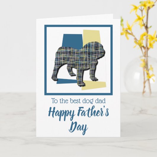 Engelse Bulldog TriColor Veerderdag Kaart (Gele Bloem)