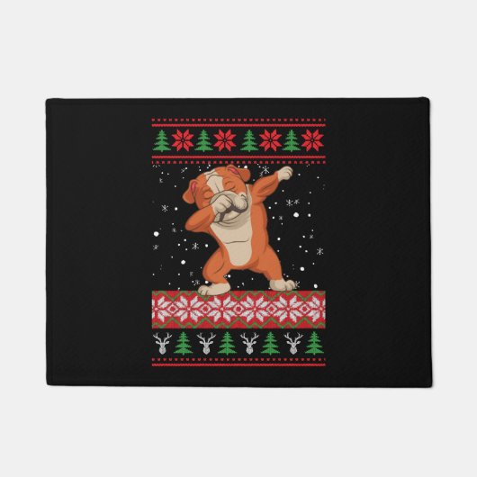 Engelse Bulldog Ugly kerstSweater Deurmat (Voorkant)