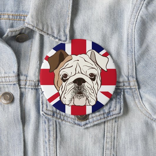Engelse Bulldog & Union Jack Round Button (In situ)