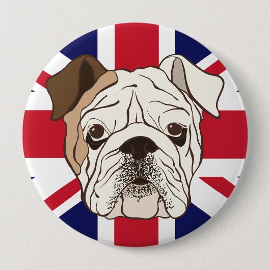 Engelse Bulldog & Union Jack Round Button (Voorkant)