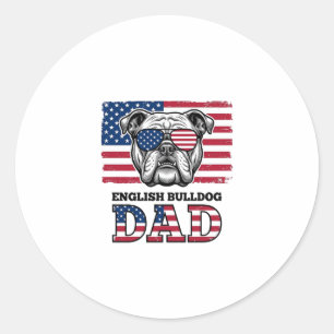 Engelse Bulldog Vader Patriottisch Vintage Shirt O Ronde Sticker