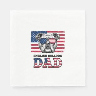 Engelse Bulldog Vader Patriottisch Vintage Shirt O Servet