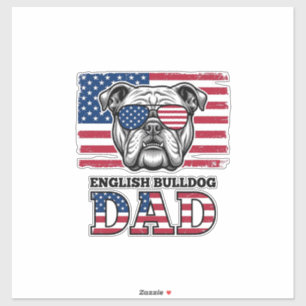 Engelse Bulldog Vader Patriottisch Vintage Shirt O Sticker