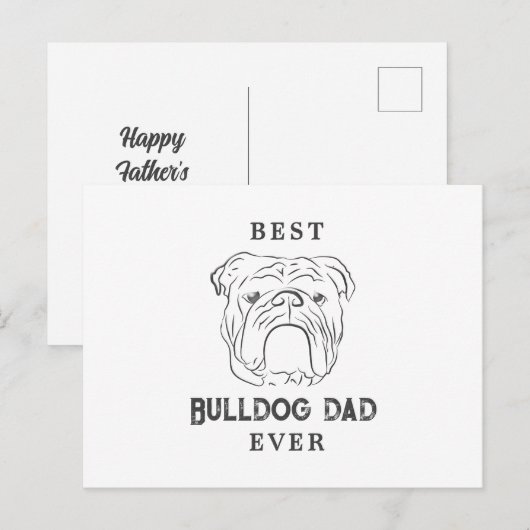 Engelse Bulldog Vader Vaderdag Wenskaart Briefkaart (Voorkant / Achterkant)