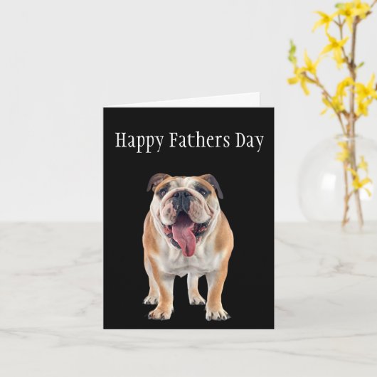 Engelse Bulldog Vaderdag Kaart (Gele Bloem)